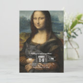 Invitation Mona Lisa Holding Elegant Gray Cat                 (Debout devant)