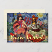 Invitation Mona Lisa Romantic Funny Art coloré (Devant / Derrière)