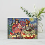 Invitation Mona Lisa Romantic Funny Art coloré (Debout devant)