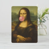 Invitation Mona Lisa soufflant de bulle rose (Debout devant)