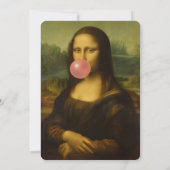 Invitation Mona Lisa soufflant de bulle rose (Dos)