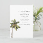 Invitation MONA Moderne Tropical Palm Tree Beach Baby shower (Debout devant)