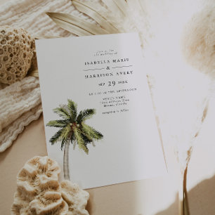 Invitation MONA Tropical Palm Tree Beach Mariage Photo