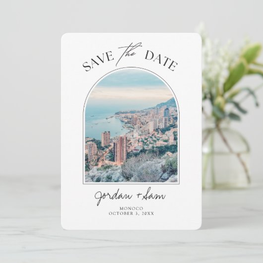 Invitation Monaco Mariage français Rivera Enregistrer la date (Debout devant)