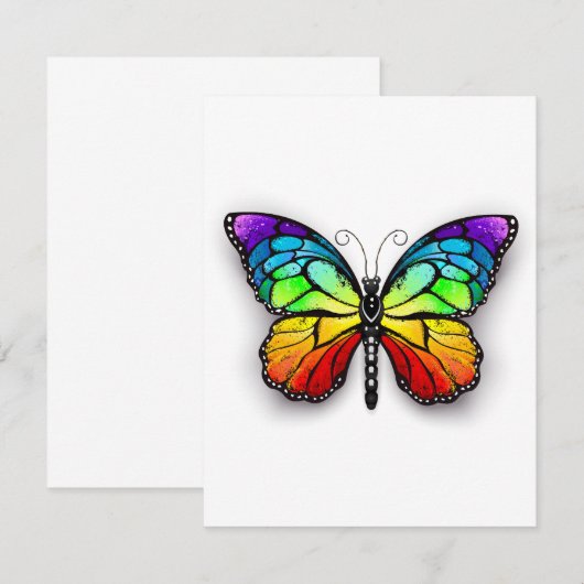Invitation Monarque papillon arc-en-ciel (Devant / Derrière)