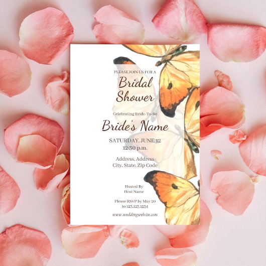 Invitation Monarque Papillon Orange Douche nuptiale Invitatio