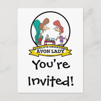 INVITATION MONDE LE PLUS GRAND AVON LADY WOMEN CARTOON