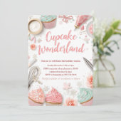 Invitation Monde merveilleux de Cupcake Pastel (Debout devant)