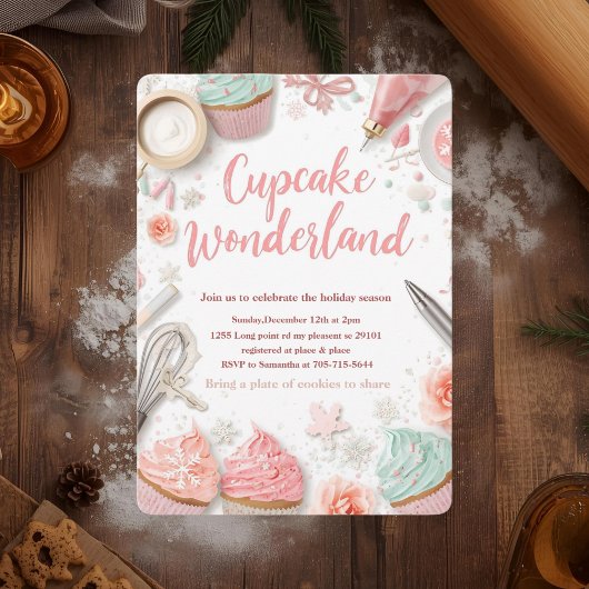 Invitation Monde merveilleux de Cupcake Pastel