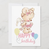 Invitation Monde rose avec plume magique, anniversaire pour f (Dos)