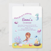 Invitation Monde sous-marin, Anniversaire de la sirène (Devant)