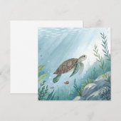 Invitation Monde sous-marin avec tortue (Devant / Derrière)