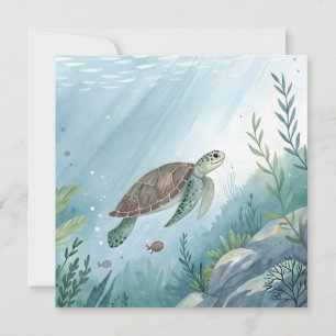 Invitation Monde sous-marin avec tortue