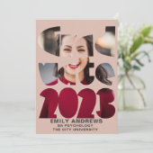 Invitation Mondern Simple Graduation Photo Rose Gold (Debout devant)