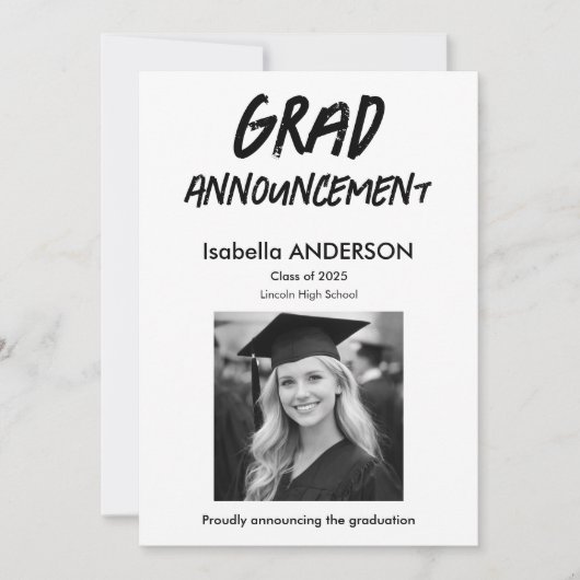Invitation MondernBlack and White Graduation Announcement (Devant)