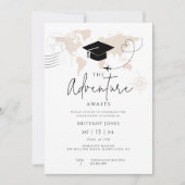 Invitation Mondial Map voyage aventure commence Graduation (Devant)