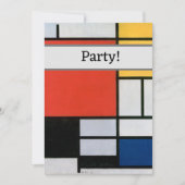 Invitation Mondrial Composition Rouge Jaune Bleu Noir (Devant)