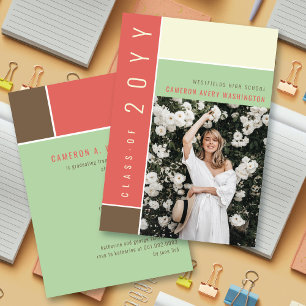 Invitation Mondrian Color Blocks Mood Photo Graduation Party