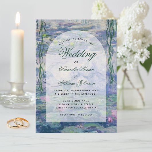 Invitation Monet Floral Arch Elegant Wedding Water Lilies