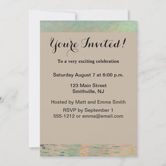 Invitation Monet Sunset Seine Beaux-Art Impressionnisme (Devant)