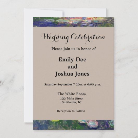 Invitation Monet Water Lilies Chef-d'oeuvre Peinture (Devant)