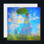 Invitation Monet Woman avec un parasol<br><div class="desc">Une invitation de portrait familial avec l’épouse de Claude Monet,  Camille,  tenant un parasol,  et son fils,  Jean,  se promenant dans un champ vert vif soufflé par le vent pendant une journée d’été. Un grand cadeau Monet pour les amateurs d'impressionnisme et d'art français.</div>