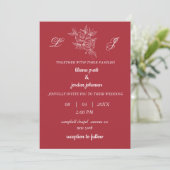 Invitation mongramme couronne élégant MARIAGE MAGENTA (Debout devant)
