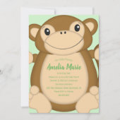 Invitation Monkey Anniversaire Vert (Devant)
