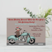 Invitation Monkey autour l'anniversaire de moto (Debout devant)