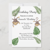 INVITATION MONKEY BOTANICAL GREEN FERN ENFANTS ANNIVERSAIRE (Devant)