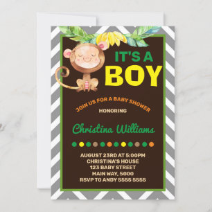 Invitation Monkey Boy Baby shower Jungle
