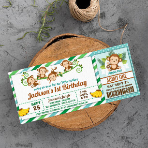 Invitation Monkey Boy Jungle Billets Pass Anniversaire Fête