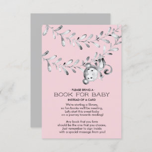 Invitation Monkey Girls Baby shower Book for Baby Card
