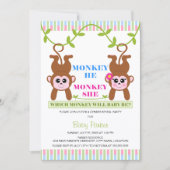 Invitation Monkey He Monkey She Gender Revevevela Party (Devant)