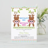 Invitation Monkey He Monkey She Gender Revevevela Party (Debout devant)