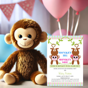 Invitation Monkey He Monkey She Gender Revevevela Party