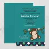Invitation MONKEY PLAY 5x7 BLUE BOY BABY SHOWER (Devant / Derrière)