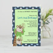 Invitation Monkey Time 5x7 Palm Tree Jungle Anniversaire Invi (Debout devant)