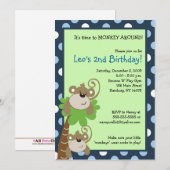 Invitation Monkey Time 5x7 Palm Tree Jungle Anniversaire Invi (Devant / Derrière)