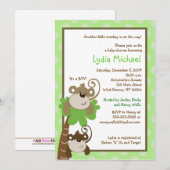 Invitation Monkey Time 5x7 Palm Tree Jungle Baby shower (Devant / Derrière)