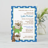 Invitation Monkey Time 5x7 Palm Tree Jungle Baby shower (Debout devant)