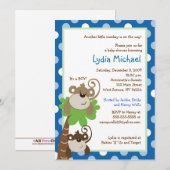 Invitation Monkey Time 5x7 Palm Tree Jungle Baby shower (Devant / Derrière)