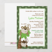 Invitation Monkey Time 5x7 Palm Tree Jungle Baby shower (Devant / Derrière)