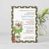 Invitation Monkey Time 5x7 TWINS Jungle Baby shower (Debout devant)