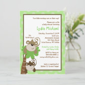 Invitation Monkey Time 5x7 TWINS Jungle Baby shower (Debout devant)