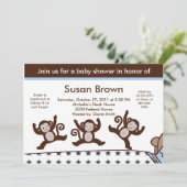 Invitation Monkeys Jumpin sur l'invitation du Baby shower de (Debout devant)