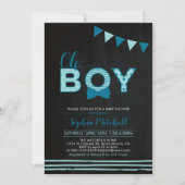 Invitation Monnaie bleue et marine | Chalkboard "Oh Boy" Baby (Devant)