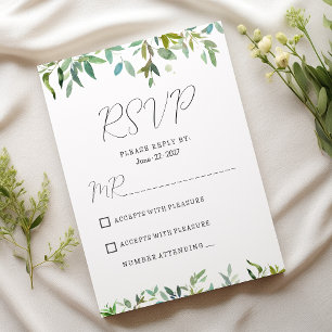 Invitation Monnaie botanique vert foncé verdure RSVP