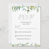 Invitation Monnaie botanique vert foncé verdure RSVP (Devant)