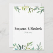 Invitation Monnaie botanique vert foncé verdure RSVP (Dos)